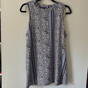 Apt. 9 Blue and Black Patterned Tank Top size L